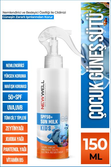 Çocuk Güneş Sütü Yüksek Koruma SPF50+ Jojoba Oil 150 ML - 1