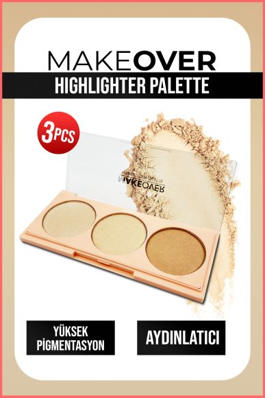 Makeover Highlighter Palette - 3 Colours -Highlighter - Aydınlatıcı