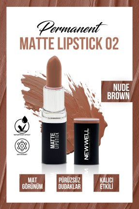 Permanent Matte Lipstick 02 Nude Brown | Uzun Süre Kalıcı - 2