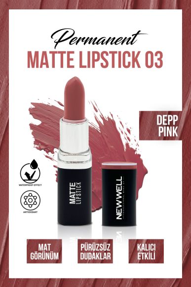 Permanent Matte Lipstick 03 Deep Pink | Uzun Süre Kalıcı - 2