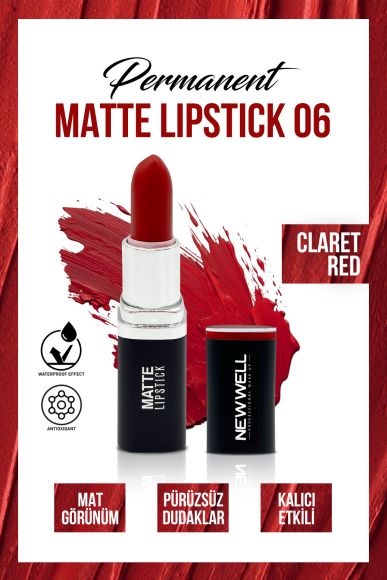 Permanent Matte Lipstick 06 Claret Red | Uzun Süre Kalıcı - 2