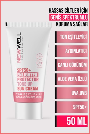 Ton Eşitleyici Yüksek Koruma Etkili Spf50+ Aydınlatıcı Pembe Yüz Güneş Kremi 50 ML -Güneş Bakımı Thumbnail